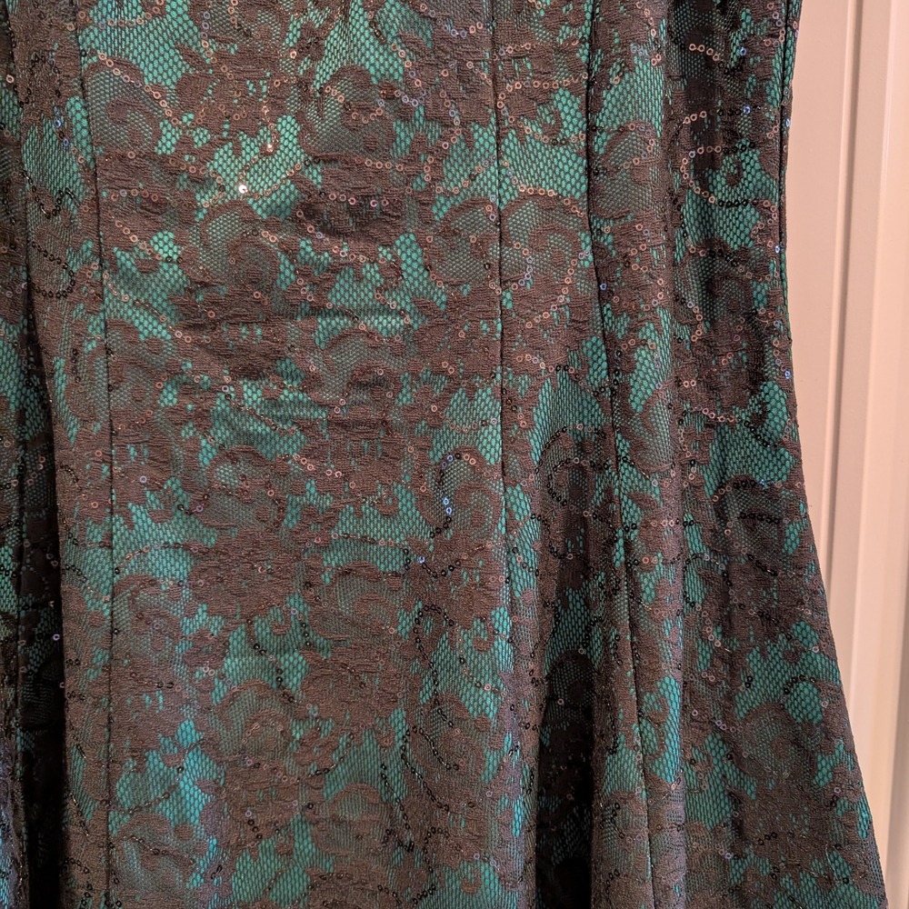 INC International Concepts Teal and Black Sequin Dress - Picture 5 of 7
